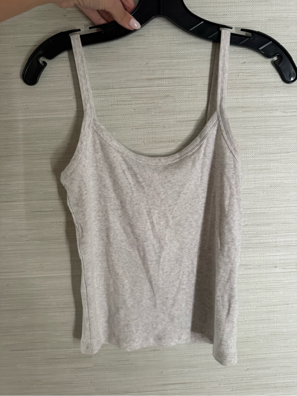 Aritzia Ribbed Scoop Tank Top - Light Taupe